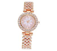 FRCOLOR Montre-Bracelet pour Femme avec Diamants Élégante Et Stylée Montre Parlante pour Femme avec Strass Garniture en Strass Élégante Tendance De Luxe en Alliage Or Rose