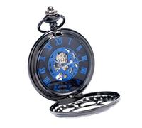 FRCOLOR Montre de Poche Mécanique Rétro avec Chiffres Romains et Chaîne Cadran Squelette Élégant pour Hommes Montre Vintage et Facile à Lire