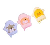 FRCOLOR Moufles De Bain Pour Bébé En Éponge Douce Motifs Dessin Animé, Lot De 3 Pièces, Gommage Corporel Délicat, Usage Bain Quotidien Bébé