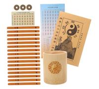 FRCOLOR Outils de Divination Chinois Bambou avec Bâtons de Fortune et Tube Jeu de Bâtons de Divination Traditionnels pour Pratique Bouddhiste et Astrologie Compact et Lisse