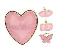 FRCOLOR Palette Annulaires Nail Art En Résine 4 Pièces Petit Format Motifs Cœur Ovale Et Carré Rose Pour Manucure Professionnelle Et Amateur Usage Créatif Outil Manucure Pratique