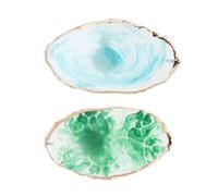 FRCOLOR Palette de Manucure Annulaires 2 Pièces Résine Solide Bleu et Vert, Mélange Vernis à Ongles pour Professionnel et Usage Personnel, Palette Bague Pratique pour Nail Art et Manucure