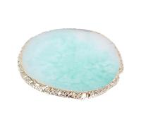 FRCOLOR Palette De Mélange Pour Nail Art Professionnelle Plate-forme Ronde Cristal Agate Verte Avec Bord Doré Pour Vernis Et Pigments Accessoire Salon Et Maquillage Maison