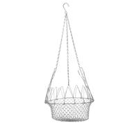 FRCOLOR Panier Mangeoire Suspendu Prévient la Dispersion en Acier Inoxydable pour Poules Pliable avec Chaîne, Distributeur D'aliments et Favorise Une Alimentation Saine pour Poulets