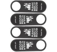 FRCOLOR Panneau de Porte D'hôtel Réversible en Cuir Synthétique Marron, Lot de 4 Panneaux Double Face «ne Pas Déranger Veuillez Nettoyer», Support Suspendu pour Chambres et Hôtels