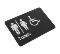 FRCOLOR Panneau Toilettes en Braille Autocollant en Abs Blanc, Indicateur Non Genré avec Flèche Directionnelle, Signalétique Murale pour Salle de Bain Publique et Bureaux, Plaque de Porte