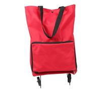 FRCOLOR Paquet Cabas Pliable à roulettes Rouge Grosse Capacité en PVC et Tissu pour Courses et Voyages Pratiques
