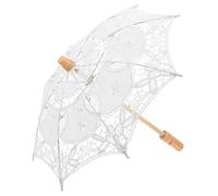 FRCOLOR Parasol Dentelle pour Mariée Accessoire Élégant de Costume pour de Mariage et Photographie Petit Modèle Blanc