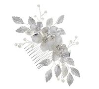 FRCOLOR Peigne À Cheveux De Mariage Élégant Peigne À Fleurs Et Feuilles En Alliage Détail Strass Parfait Pour La Mariée Et Les Invités Du Mariage