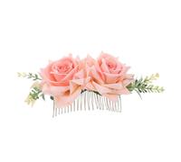 FRCOLOR Peigne à Cheveux Floral Design Rose Orné Fleurs Artificielles Barrette Élégante pour Mariage Fête Coiffure Femme Fille Accessoire Tête Quotidien