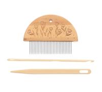 FRCOLOR Peigne à Tissage en Bois 29 Dents Aiguille à Gros Chas 14,5 Cm Crochet 4 Mm Kit D'outils de Métier à Tisser pour Tapisseries, Crochet de Métier à Tisser et Aiguilles à Poinçonner,