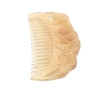 FRCOLOR Peigne Artisanal en Corne de Mouton Naturelle Semi-circulaire 7,5 Cm Épais 0,7-0,9 Cm Peigne Antistatique à Dents Larges pour Massage du Cuir Chevelu Soin Cheveux Hommes et Femmes