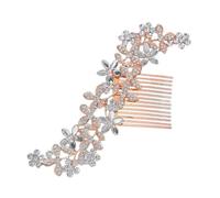FRCOLOR Peigne de Mariée avec Éblouissants Accessoire de Cheveux Élégant Décoration de Cheveux de Mariage Peigne Floral Rose Bijoux de Tête pour Occasions Spéciales