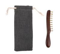 FRCOLOR Peigne de Massage en Bois de Santal Dents Larges Brosse de Massage Méridienne pour Cuir Chevelu Hommes Femmes Pochette en Tissu Couleur Aléatoire