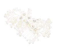 FRCOLOR Peigne Fleur Strass Femmes Épingles à Cheveux Bijoux Griffes De Cheveux De Demoiselle D'honneur Boucles D'oreilles Mariées Cheveux De Perles De Mariée Mariages Blanche Plastique
