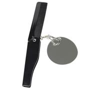 FRCOLOR Peigne Pliable de Voyage Grand Format Dents Fines Acrylique Transparent Porte-clés Multifonction Homme Barbe Miroir Ovale Compact Usage Quotidien