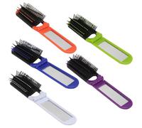 FRCOLOR Peigne Pliable en Pp Résistant Haute Température 5 Pièces avec Miroir Anti-statique Accessoire Portable pour Cheveux et Moustaches pour Voyage et Extérieur
