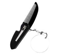 FRCOLOR Peigne Pliable Fin et Miroir Ovale Porte-clés, 1 Petit Format, Portable Multifonction pour Hommes Barbus, Usage Voyage et Quotidien