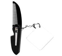 FRCOLOR Peigne Pliant à Dents Fines Pour Homme Miroir Carré Inclus Peigne De Poche Compact Et Pratique Pour Barbe