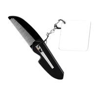 FRCOLOR Peigne Pliant pour Hommes avec Miroir Carré Peigne de Poche à Dents Fines Porte-clés Pliable Compact et Résistant pour Barbe et Voyage