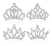 FRCOLOR Peignes à Cheveux Diadème Garçon Et Filles 4 Pièces Mini Couronnes Argentées Petites Couronnes De Princesse Pour Filles Accessoires De Coiffure Fête Anniversaire