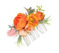 FRCOLOR Peignes à Cheveux Latéraux en Métal Orange pour Mariée, Design Artisanal Léger et Adaptable, Accessoires Bohèmes pour Séances Photo de Vacances
