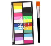 FRCOLOR Peinture Corporelle Visage 8 Couleurs Kit Maquillage Aquarelle Compacte pour Adultes Pigments Visage Water-soluble Utilisation Fête Cosplay Pinceau