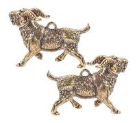 FRCOLOR Pendentif Chèvre en Laiton pour Porte-clés Décoratif, Design Compact, Haute Dureté, Léger, pour Bricolage Diy, Lot de 2 Pièces Couleur Or
