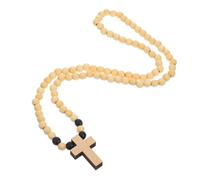 FRCOLOR Pendentif Croix Bois Pour Hommes Chrétien Perles Accessoire Hip Hop Élégant Bois