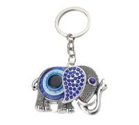 FRCOLOR Pendentif Éléphant Décoratif Turquoise Porte-Clés 1 Pièce Œil Turc Accessoire Paquet à Dos et Clés Amulette Anti-Mauvais Œil pour Chance et Protection