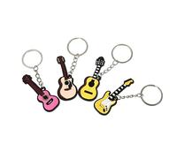FRCOLOR Pendentifs Porte-clés Guitare Rétro 4 Pièces en Plastique Et Métal, Décoration Suspendue Multicolore, Accessoires pour Paquet Et Clés, Présent pour Amateurs De Musique