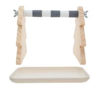 FRCOLOR Perchoir à Oiseaux en Bois avec Plateau Amovible pour Perroquet | Double Fonction, Nettoyage Facile, Usage en Cage Table, Structure Robuste, Plateau Plastique Détachable