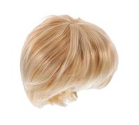 FRCOLOR Perruque Courte Synthétique Femme Coupe Mixte et Doré avec Frange Douce Style Naturel Ondulé et Confortable pour Cosplay et Usage
