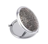 FRCOLOR Petits Miroirs de Poche Miroir Pliant Miroir de Voyage Cosmétique Double Face Miroir de Poche Compact Miroir Strass Portable pour Filles Femmes à L'extérieur (Noir)