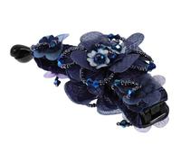 FRCOLOR Pince à Cheveux Banane en Résine Bleue Accessoire pour Queue de Cheval Pince Longue et Filles pour Toutes Occasions Design Unique Fleurs et Perles