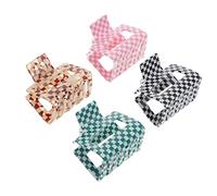 FRCOLOR Pince à Cheveux Femme 4 Pièces Petites Pinces Antidérapantes Motif Carreau Noir Et Blanc Accessoires Coiffure Quotidien Fête