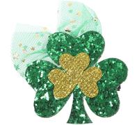 FRCOLOR Pince à Cheveux Verte Trèfle en Alliage de Zinc Voile en Tulle, Accessoire Décoratif Réutilisable pour Fêtes Saint-patrick et Séances Photo