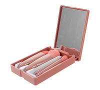 FRCOLOR Pinceaux Maquillage Voyage avec Étui à Miroir Intégré Mini Pinceau Cosmétique pour Visage Yeux Pinceau Maquillage Compact