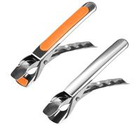 FRCOLOR Pinces pour Plat Chaud en Acier Inoxydable et Silicone 2 Pièces, Clip Anti-brûlure Pratique pour Bol et Assiette, Cuisine et Service Plusieurs styles