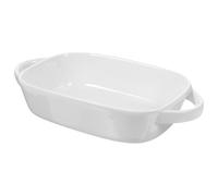 FRCOLOR Plat de en Céramique Blanc Bol de Nourriture Rectangulaire avec Double Poignée Adapté pour -ondes et Réfrigérateur, pour Desserts et Fêtes