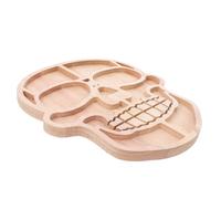 FRCOLOR Plateau de Charcuterie en Bois Beige pour Halloween Compartiments Divisés, Design Tête de Crâne Effrayant, Facile à Transporter pour Apéritifs et Fêtes