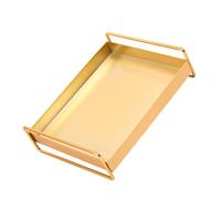 FRCOLOR Plateau de Rangement Métallisé Doré Grand Format Bac Cosmétique Organisateur de Bureau pour Bijoux et Accessoires Usage Domestique