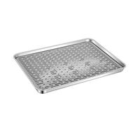 FRCOLOR Plateau Rectangulaire à Double Couche de Service en Acier Inoxydable 304 Argenté Bac D'égouttage pour Tasses à Thé, pour Fêtes Spéciales et Hôtels