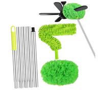 FRCOLOR Plumeau Pour Ventilateur De Plafond Longue Portée Tige En Aluminium 1,5 M, Double Tête Détachable Multifonction, Dépoussiéreur Adaptable Pour Hauts Plafonds Et Surfaces Difficiles D'accès