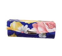 FRCOLOR Pochette à Brodée Soie avec Miroir Étui Cosmétique Compact Et Portable Et De Voyage Élégant Bleu