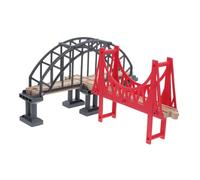 FRCOLOR Pont Suspendu pour Circuit Train Bois Accessoires de Voie Ferrée Bois et Plastique Éducatif Créatif pour Garçon Fille Développement Cognitif et Jeu Familial