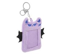 FRCOLOR Porte-Cartes en Peluche Violet Ailes de Démon, Porte-clés Mignon pour Cartes Photo, Protège-Carte D’identité et Permis, Accessoire Scolaire et Voyage pour Étudiants Fans