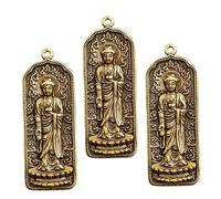 FRCOLOR Porte-Clés Bouddhiste en Laiton Décoratif Lettrage Lot de 3 Breloques Délicates Accessoires de Clé pour Bricolage Amateurs de Bouddhisme Pendentif Élégant pour Paquet et Clés