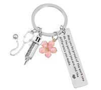FRCOLOR Porte Clés Infirmier Acier Inoxydable avec Pendentif Décoration de Clé pour Fête et Infirmière Accessoire Pratique et à Suspendre