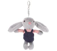 FRCOLOR Porte-clés Lapin Peluche Douce avec Salopette Mignonne Câlin Coton PP Compagnon Réconfortant pour Cadeau Souvenir Tendre